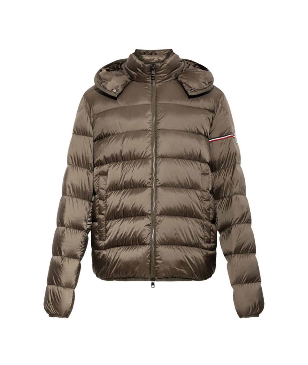 MONCLER Зеленый полиамидовый пуховик, фото 6