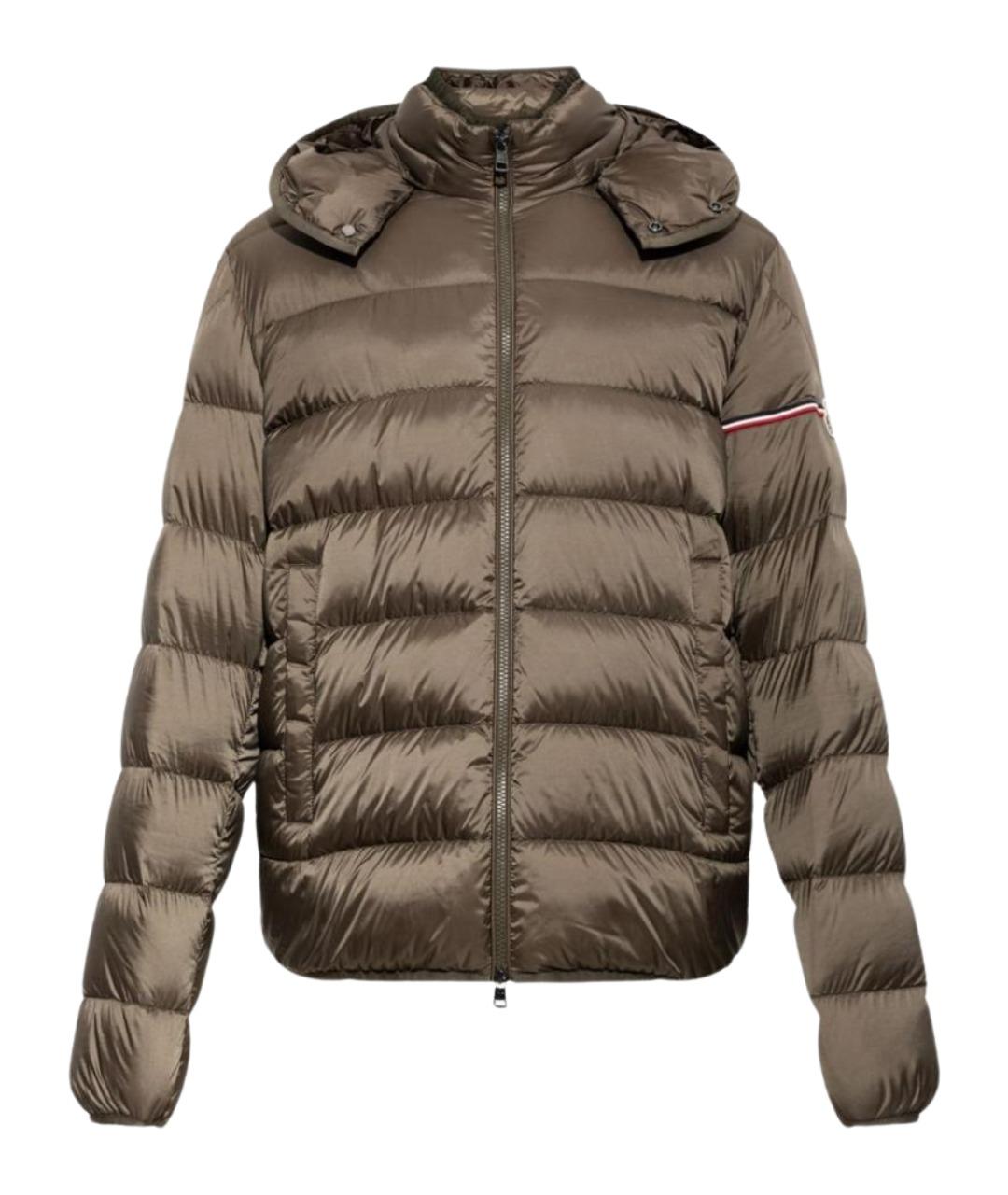 MONCLER Зеленый полиамидовый пуховик, фото 1