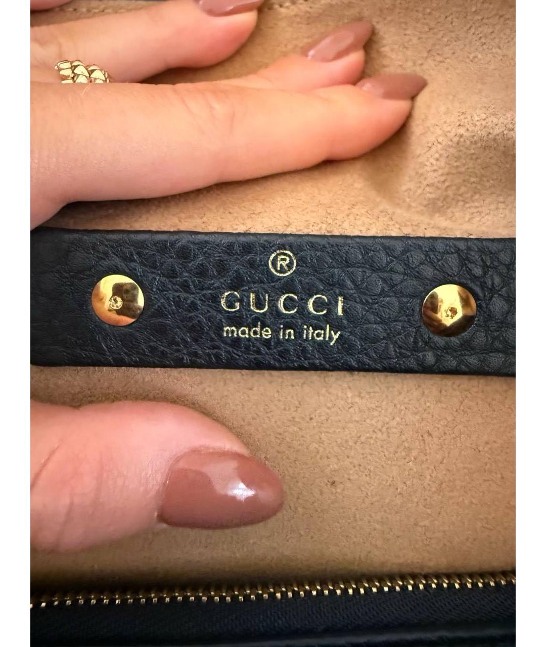 GUCCI Черная кожаная сумка через плечо, фото 3