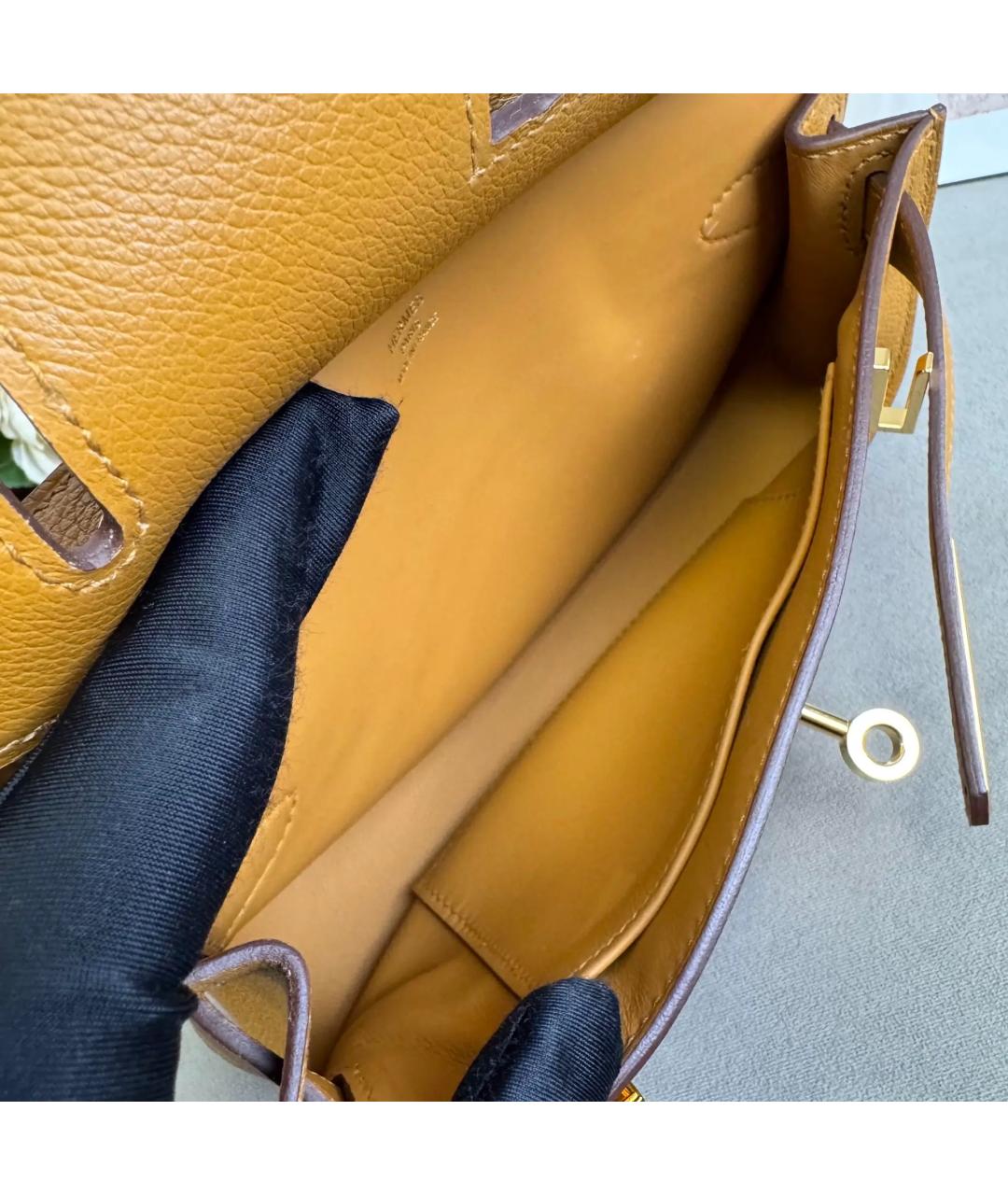 HERMES Бежевая кожаная сумка через плечо, фото 8