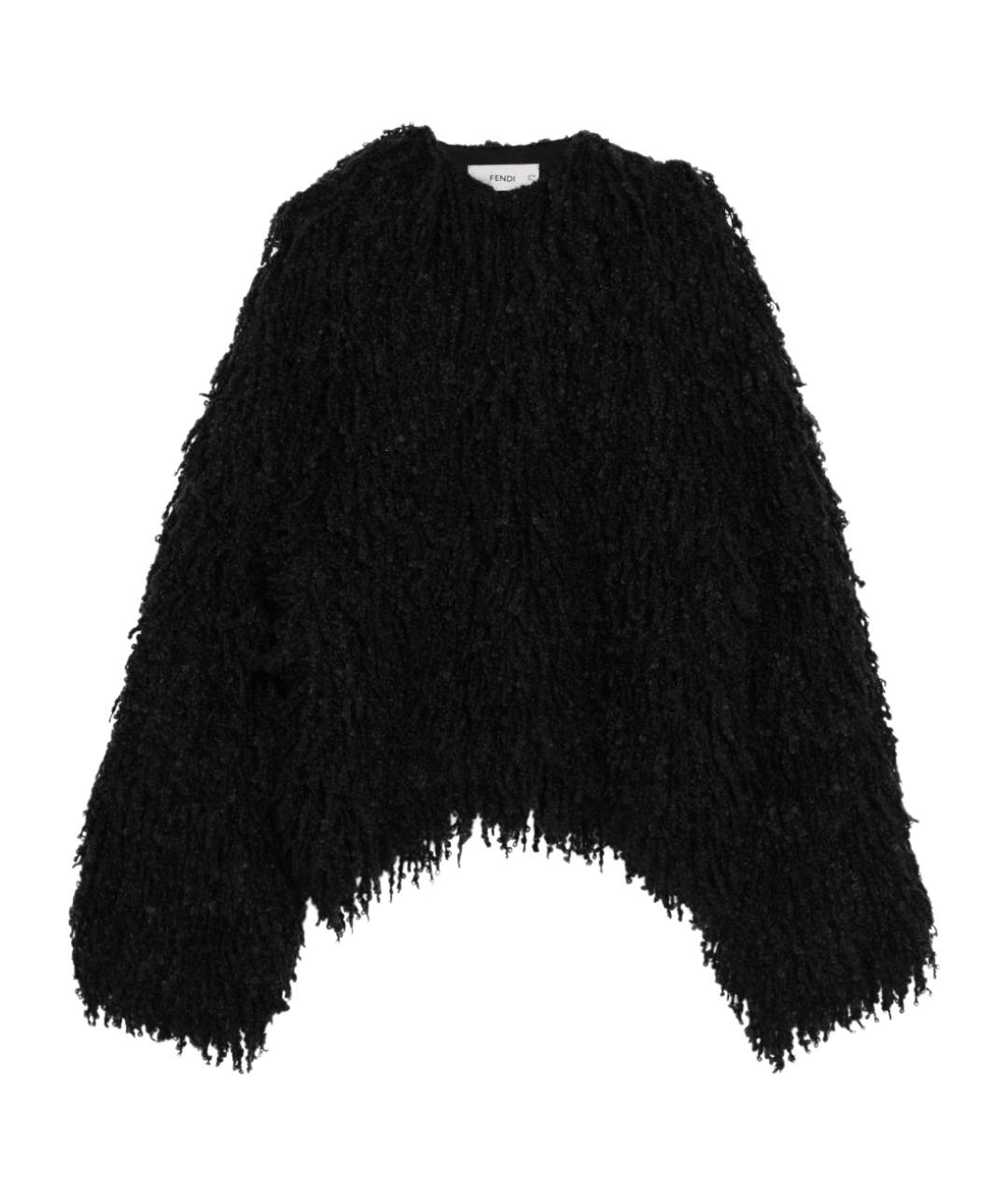 FENDI Черная шерстяная шуба, фото 1