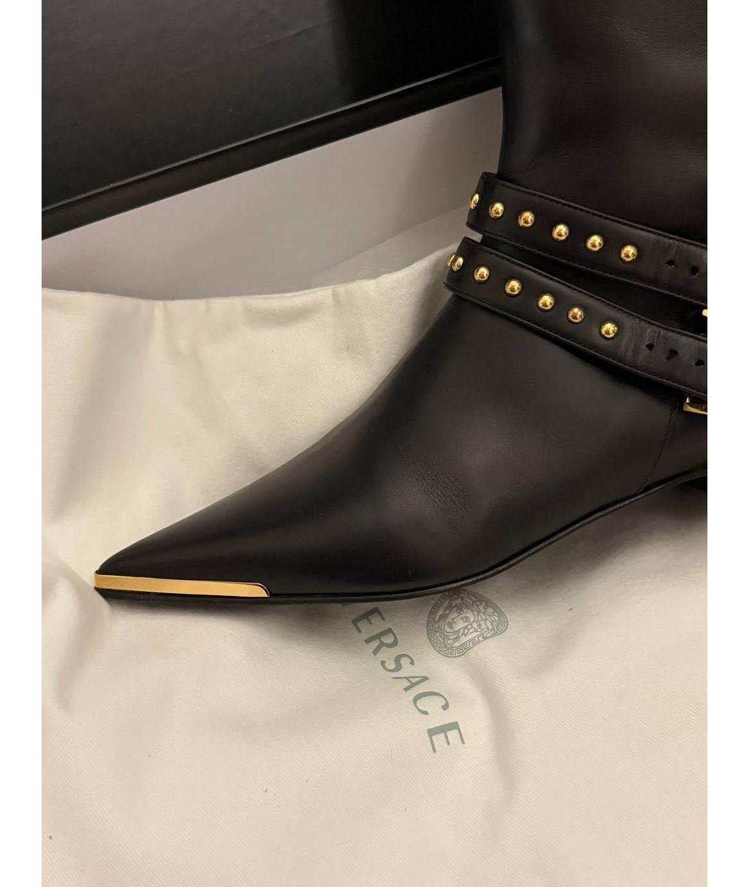 VERSACE Черные кожаные сапоги, фото 4