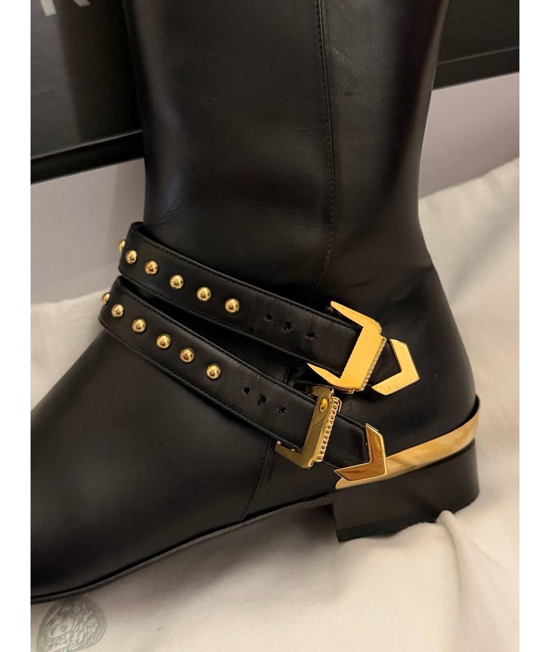 VERSACE Черные кожаные сапоги, фото 5