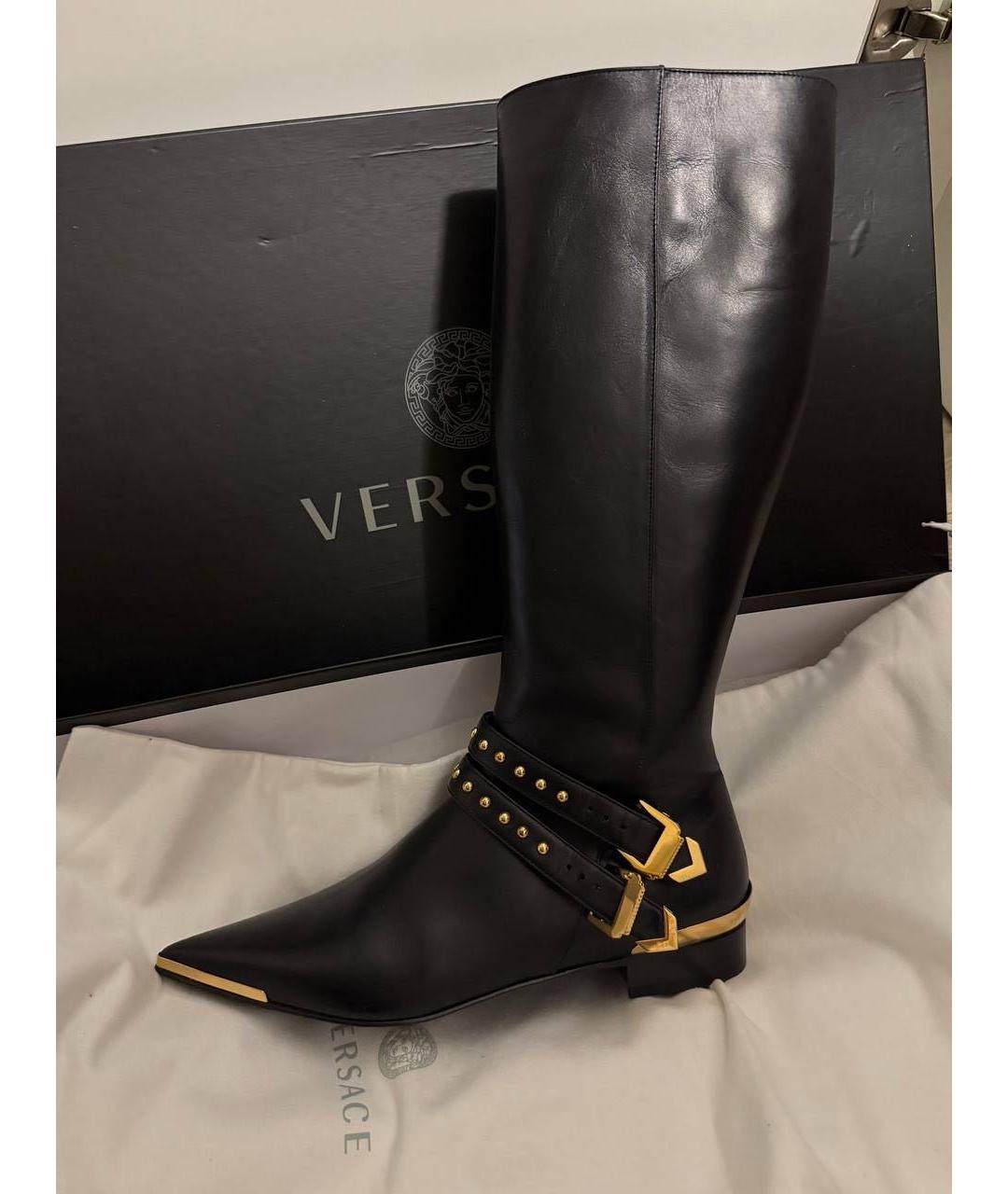 VERSACE Черные кожаные сапоги, фото 6