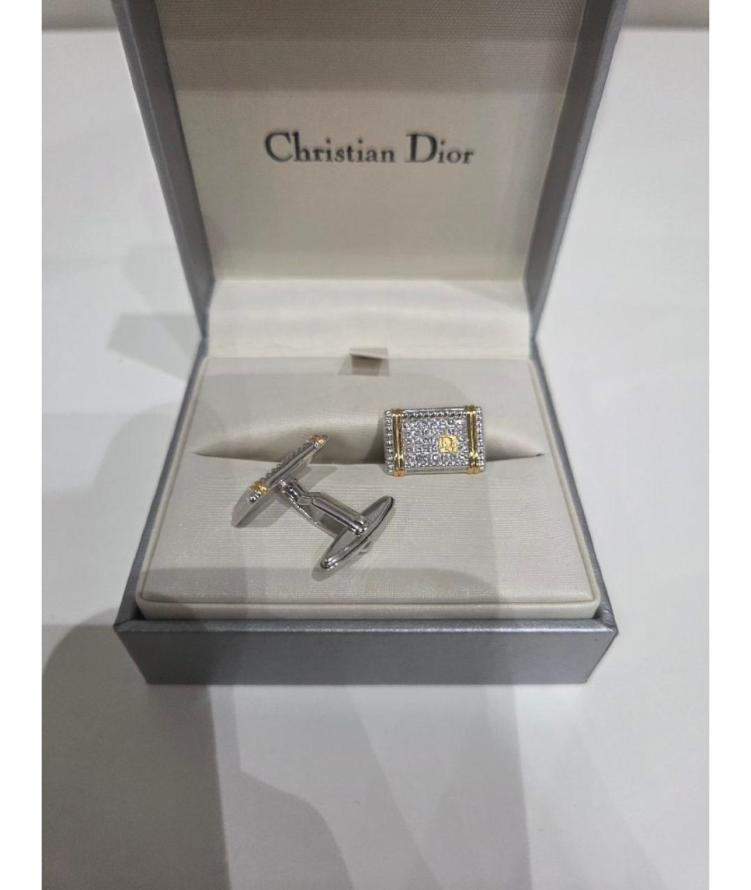 CHRISTIAN DIOR Серебряные металлические запонки, фото 2
