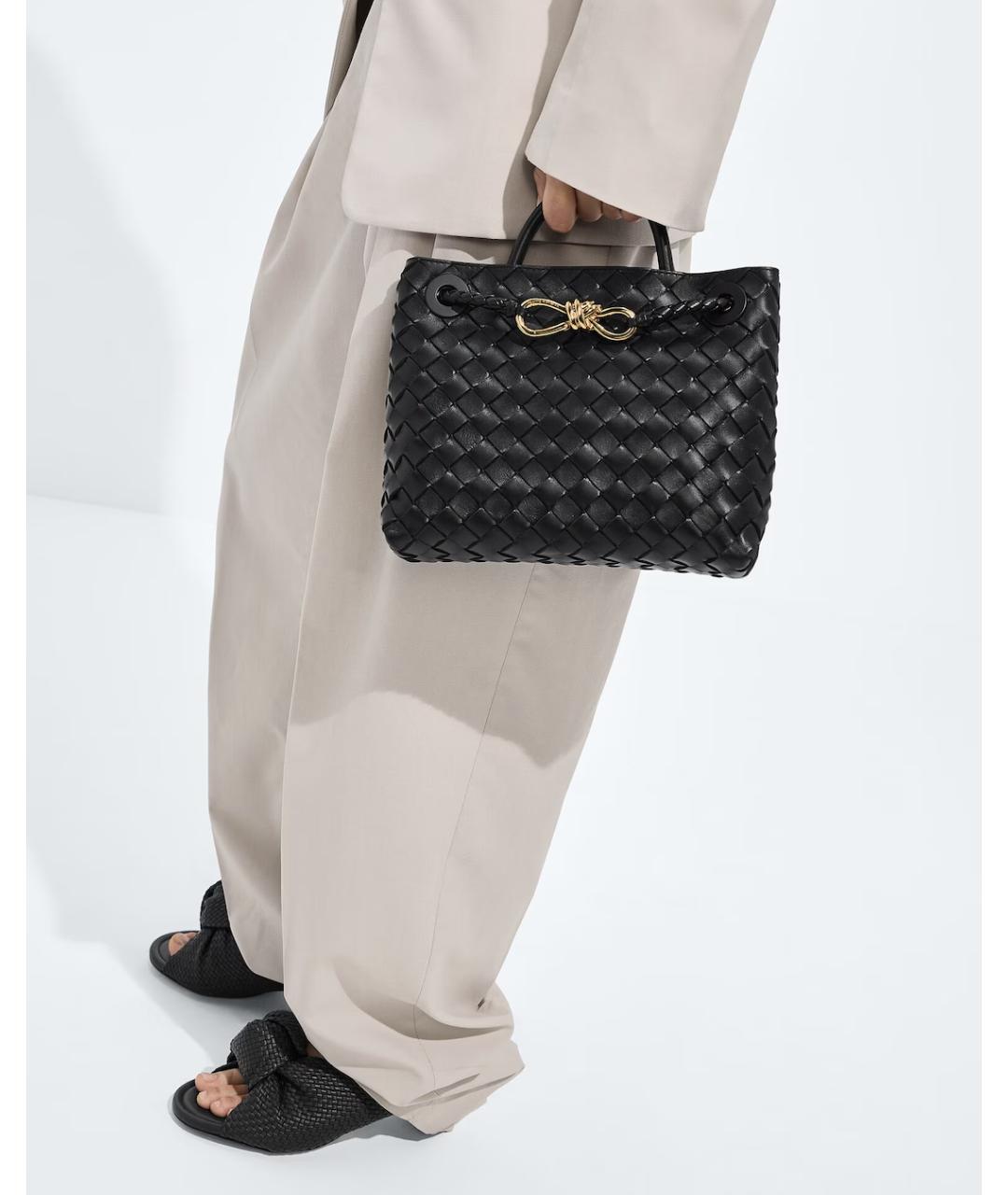 BOTTEGA VENETA Черная кожаная сумка с короткими ручками, фото 8