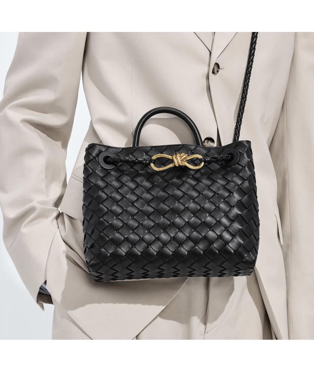 BOTTEGA VENETA Черная кожаная сумка с короткими ручками, фото 2