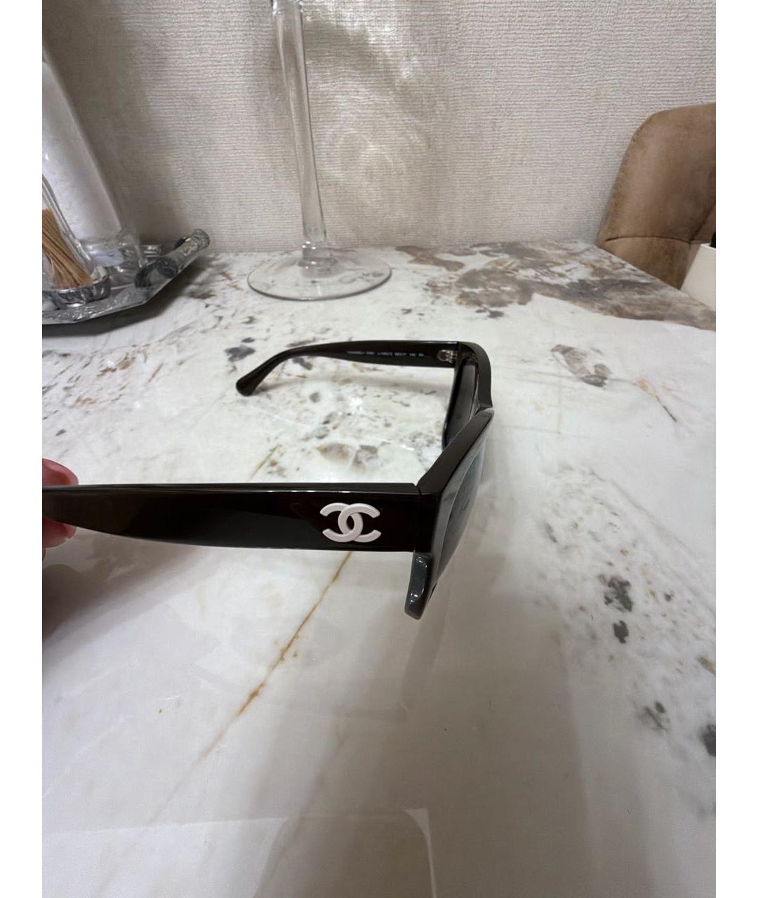 CHANEL Коричневые пластиковые солнцезащитные очки, фото 3