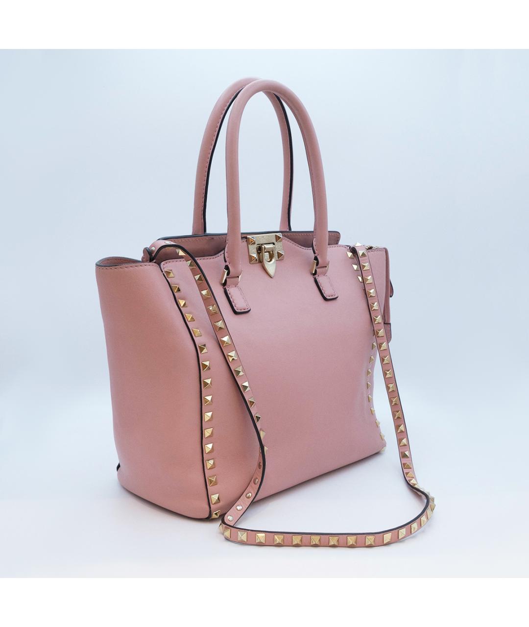 VALENTINO Розовая кожаная сумка тоут, фото 3