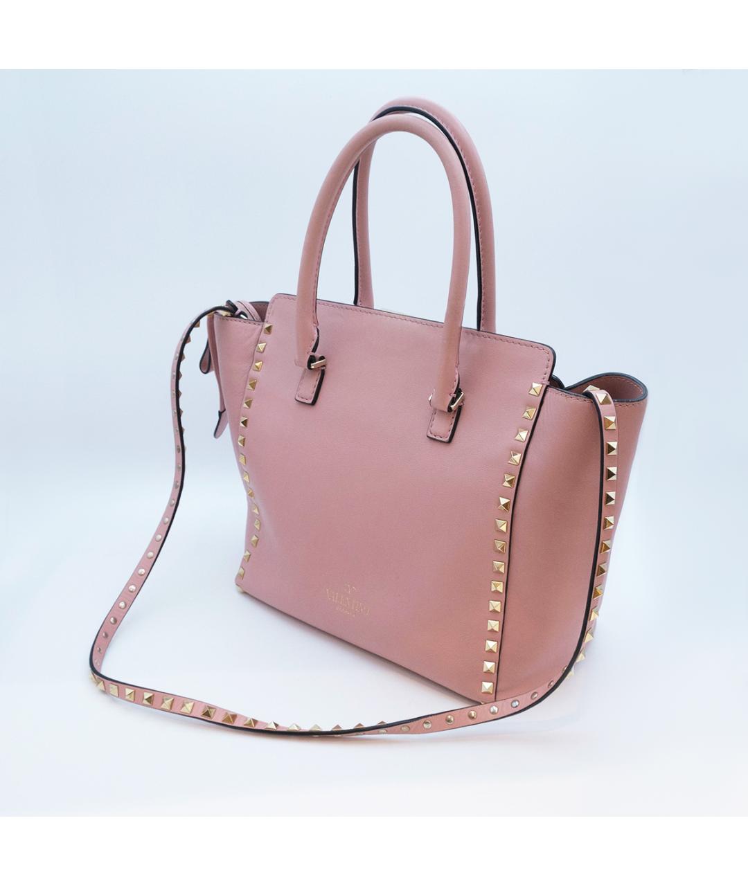 VALENTINO Розовая кожаная сумка тоут, фото 4