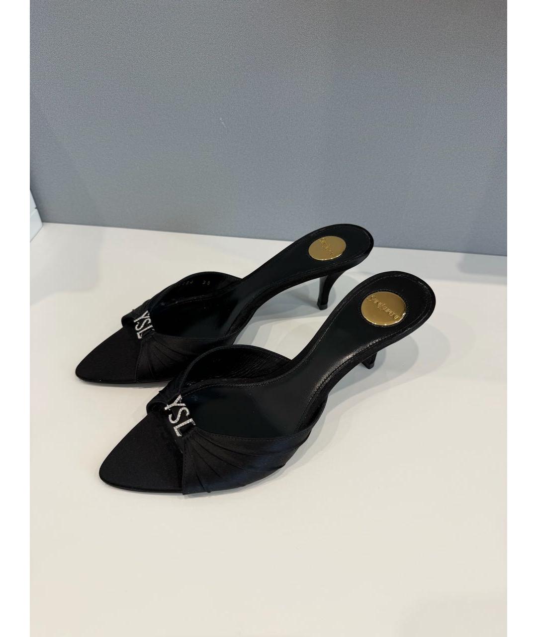 SAINT LAURENT Черные мюли, фото 4