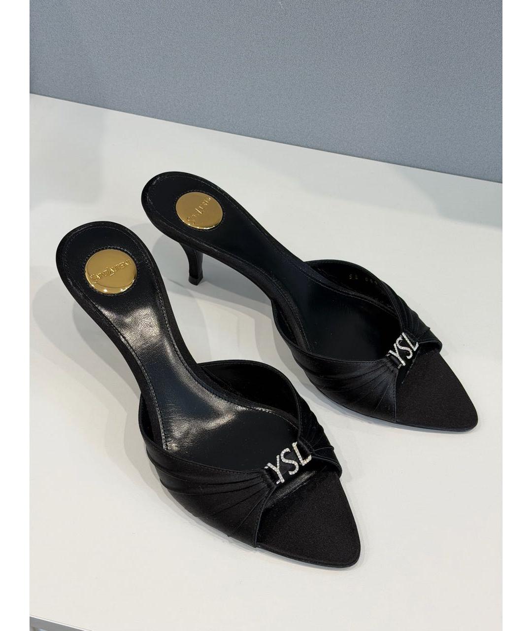 SAINT LAURENT Черные мюли, фото 7