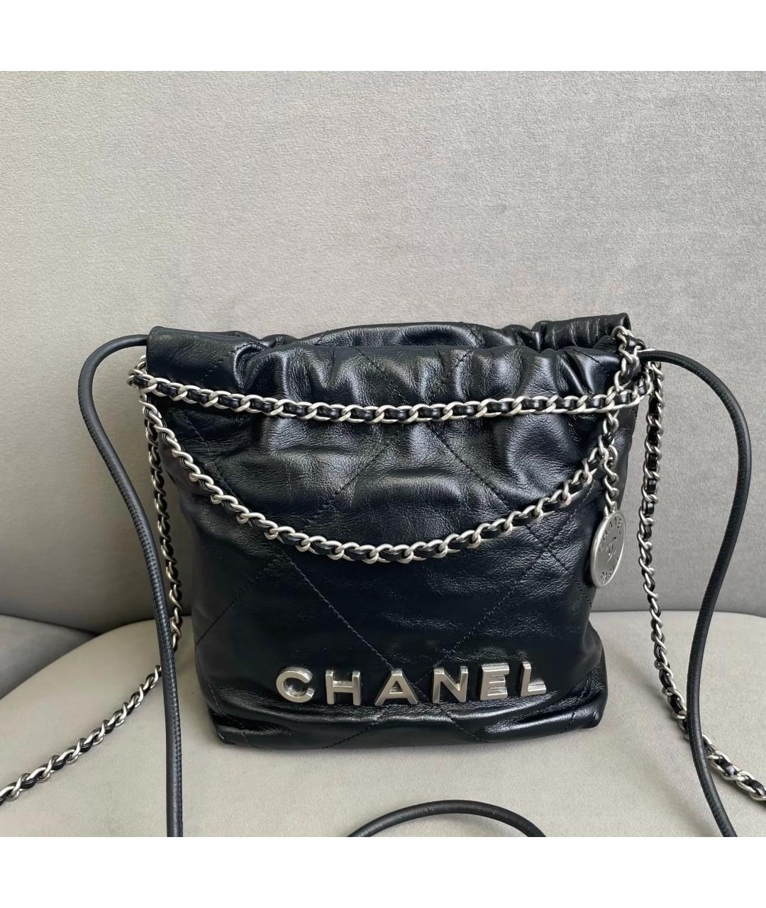 CHANEL Черная кожаная сумка через плечо, фото 7