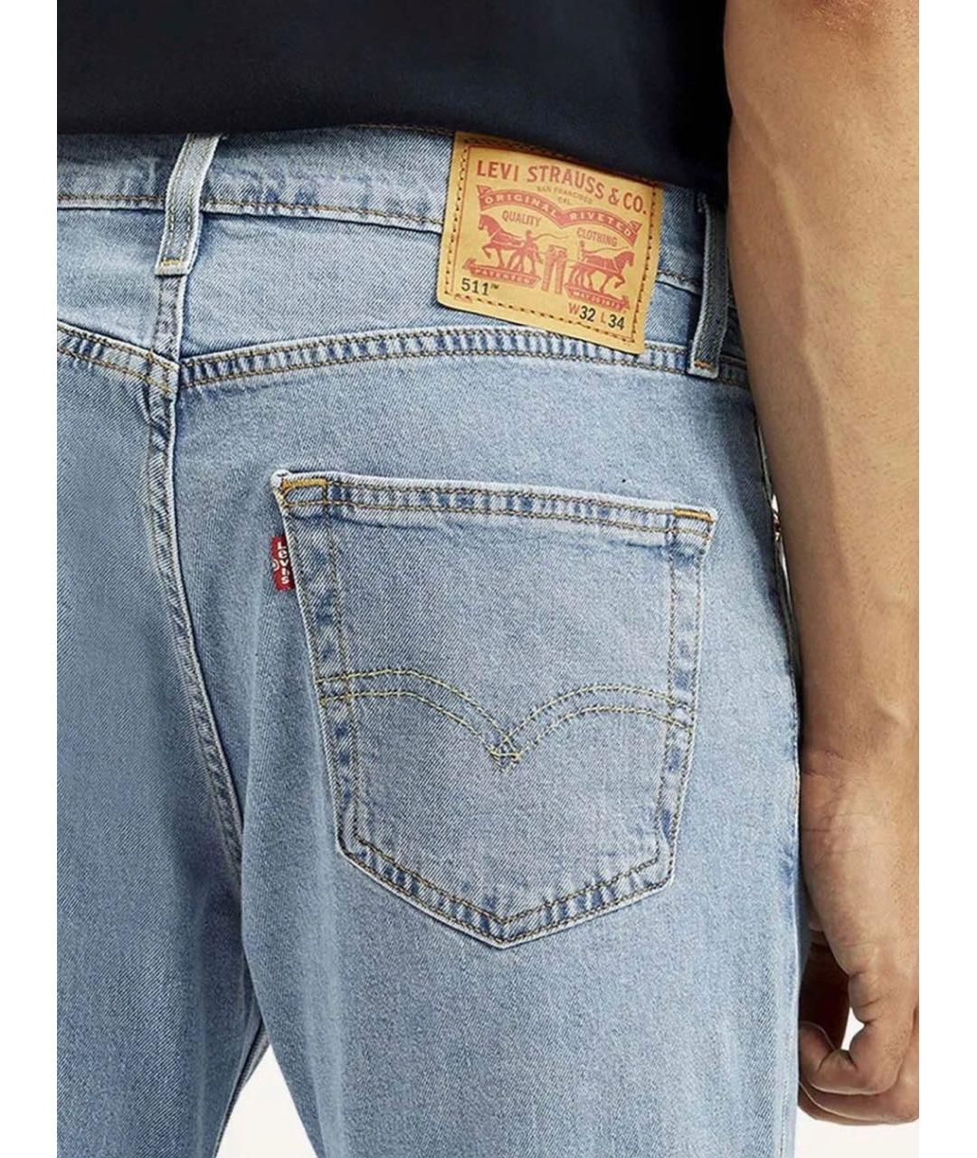 LEVI'S Голубые хлопко-полиэстеровые джинсы скинни, фото 3