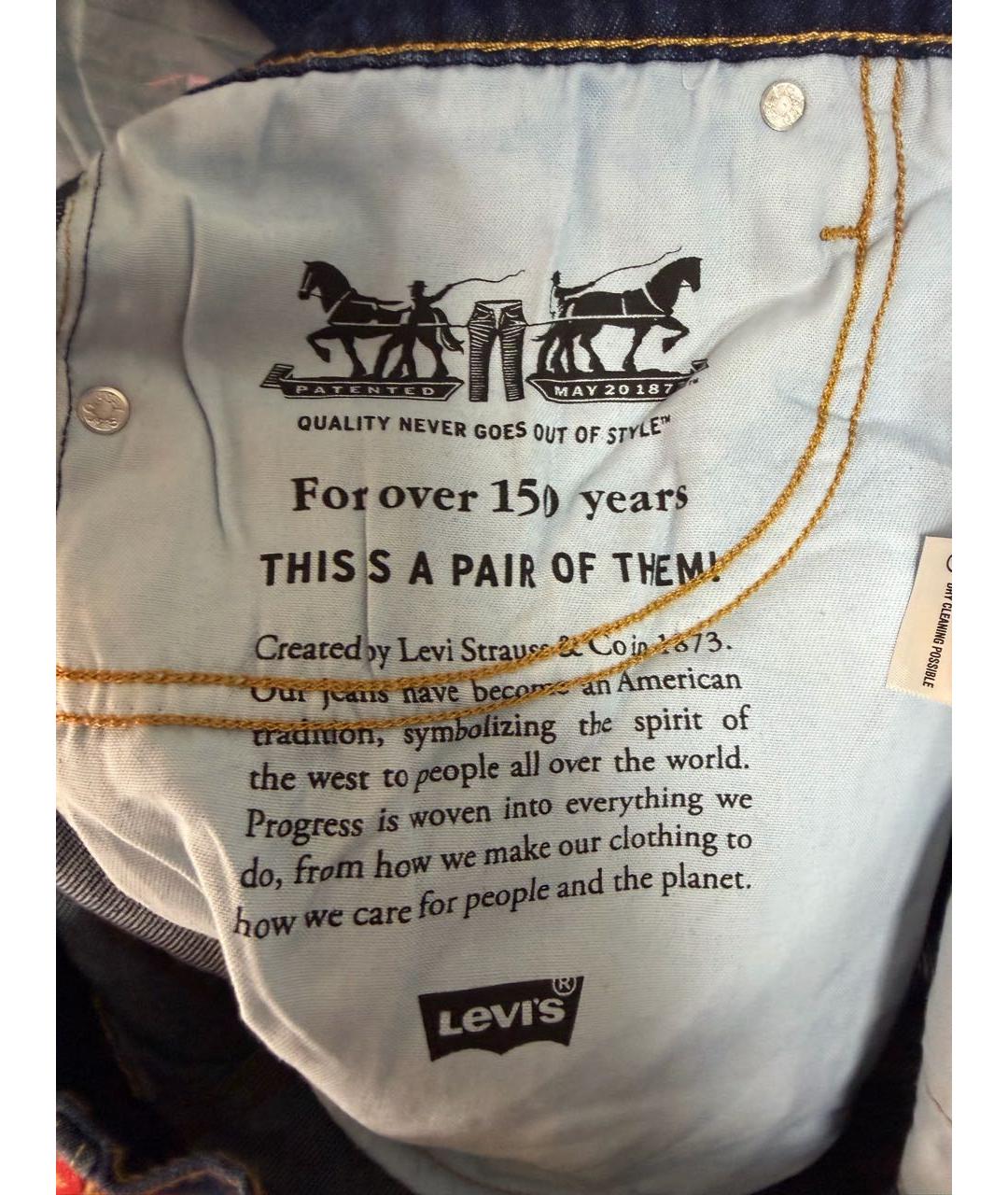 LEVI'S Темно-синие хлопок-полиэтиленовые прямые джинсы, фото 6