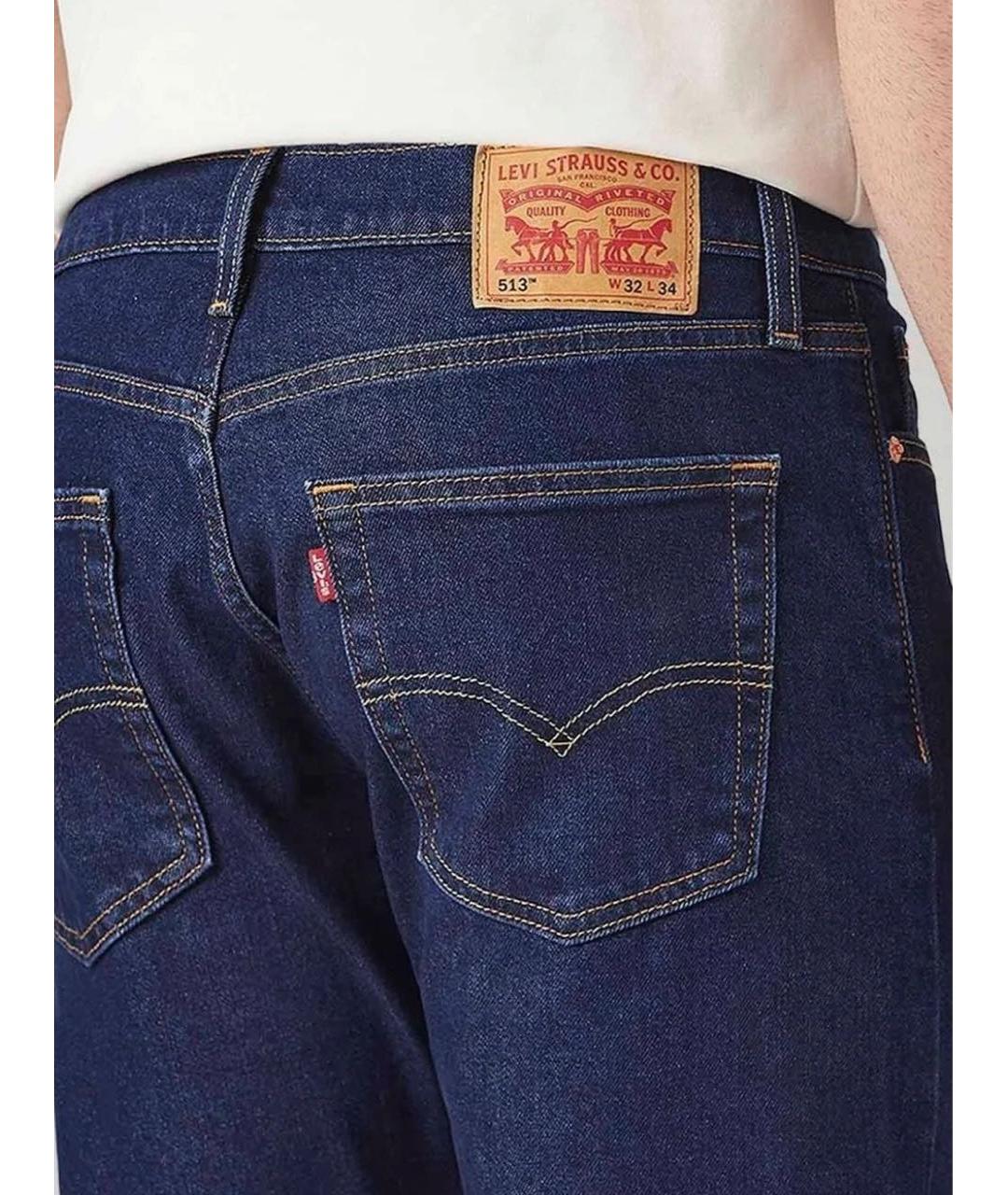 LEVI'S Темно-синие хлопок-полиэтиленовые прямые джинсы, фото 3