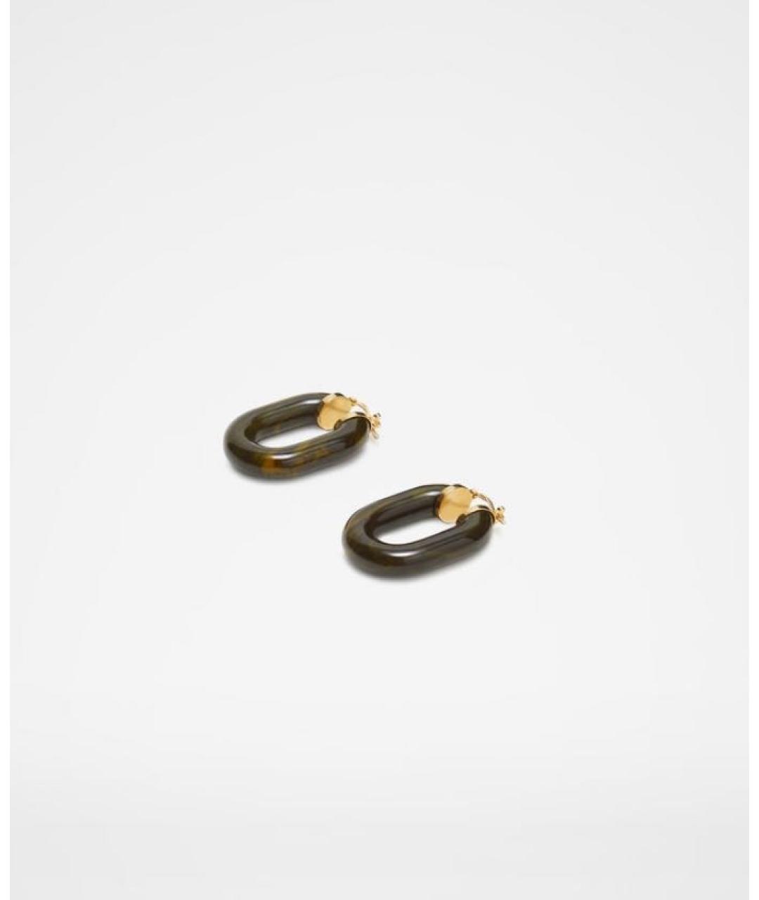 JIL SANDER Коричневые пластиковые серьги, фото 2