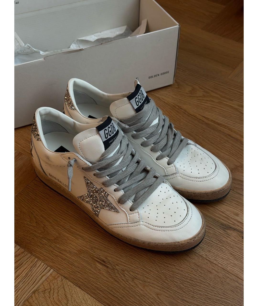 GOLDEN GOOSE Белые кожаные кеды, фото 2