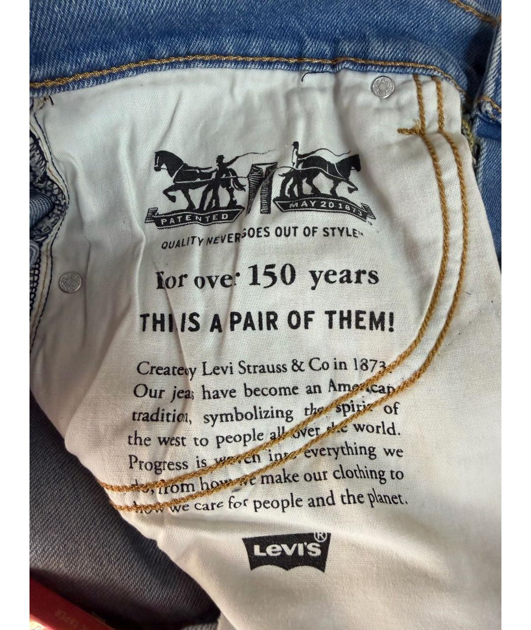 LEVI'S Голубые хлопко-полиэстеровые прямые джинсы, фото 6