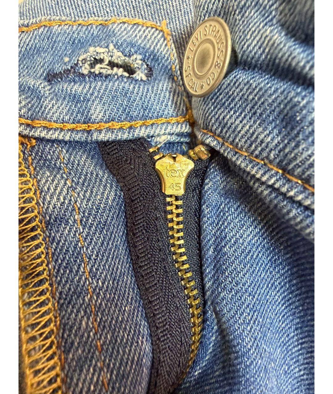LEVI'S Голубые хлопко-полиэстеровые прямые джинсы, фото 7
