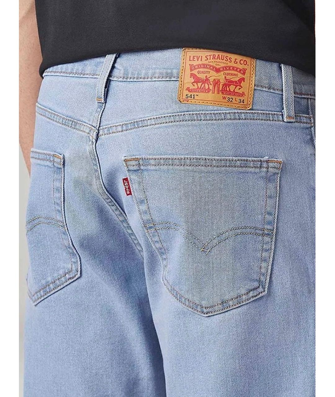 LEVI'S Голубые хлопко-полиэстеровые прямые джинсы, фото 3