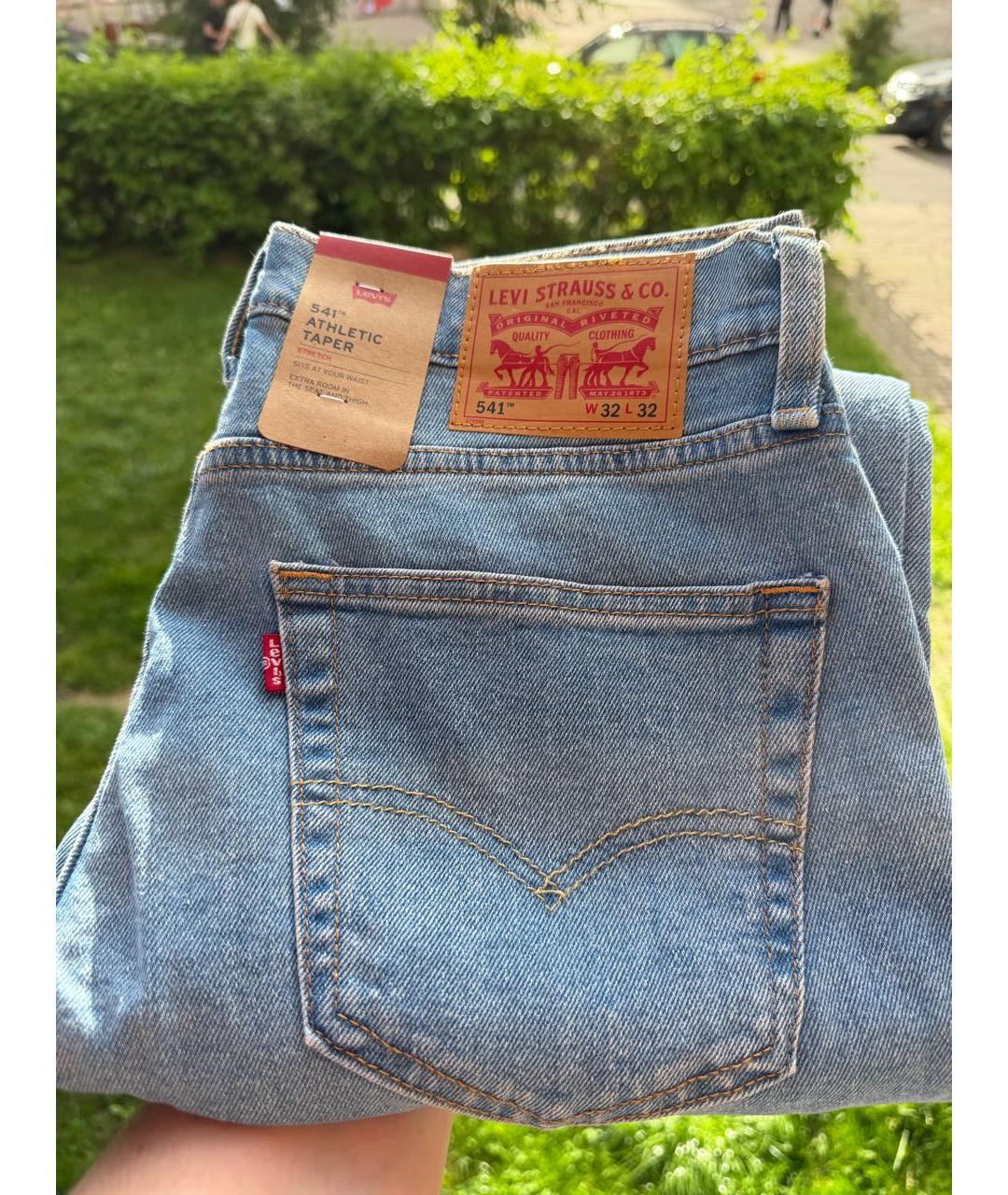 LEVI'S Голубые хлопко-полиэстеровые прямые джинсы, фото 5