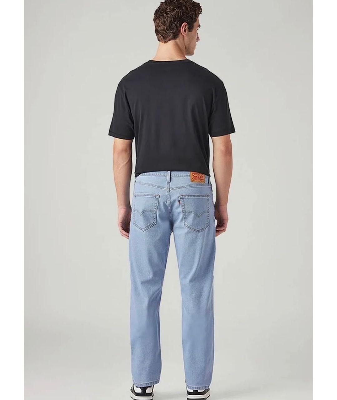 LEVI'S Голубые хлопко-полиэстеровые прямые джинсы, фото 2