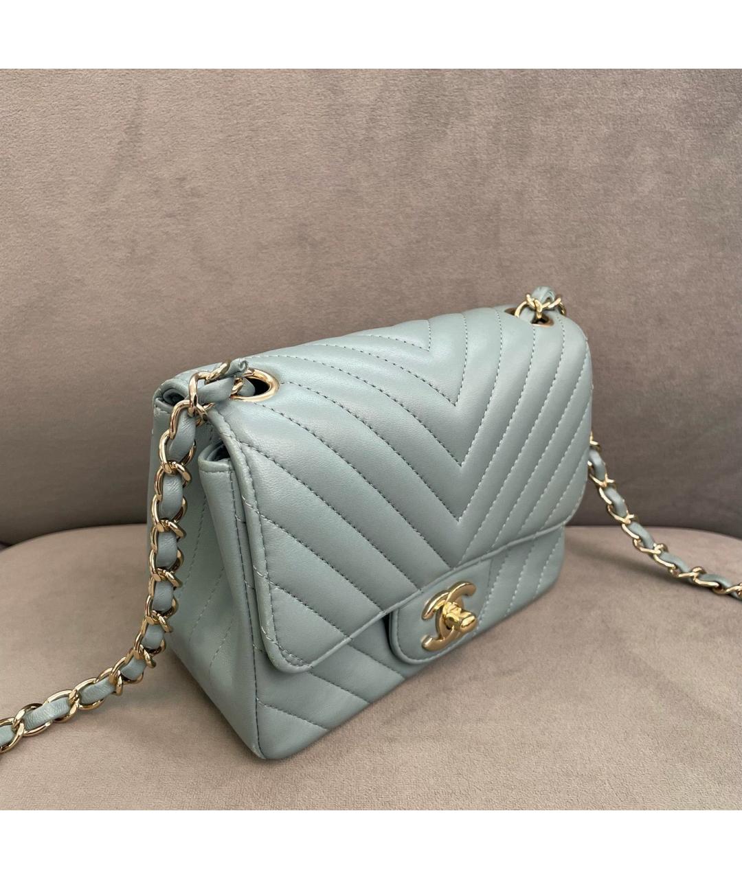 CHANEL Голубая кожаная сумка через плечо, фото 4