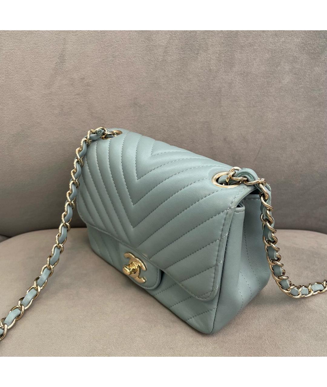 CHANEL Голубая кожаная сумка через плечо, фото 5