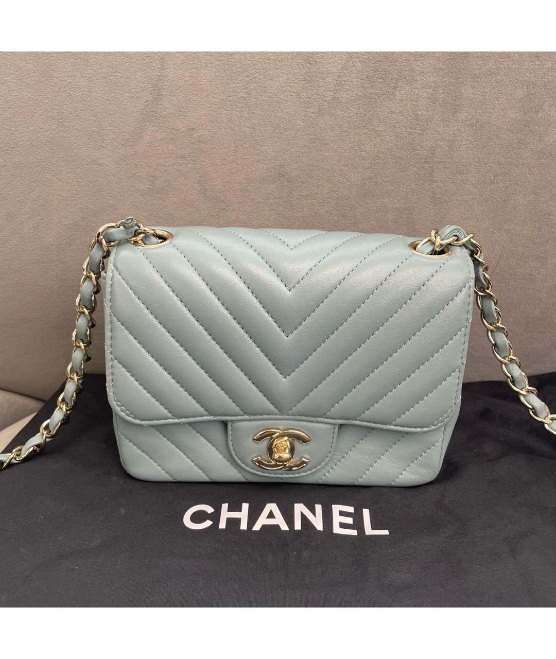 CHANEL Голубая кожаная сумка через плечо, фото 9