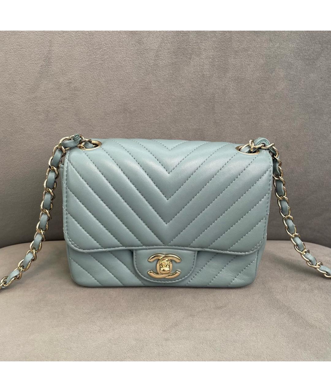 CHANEL Голубая кожаная сумка через плечо, фото 2