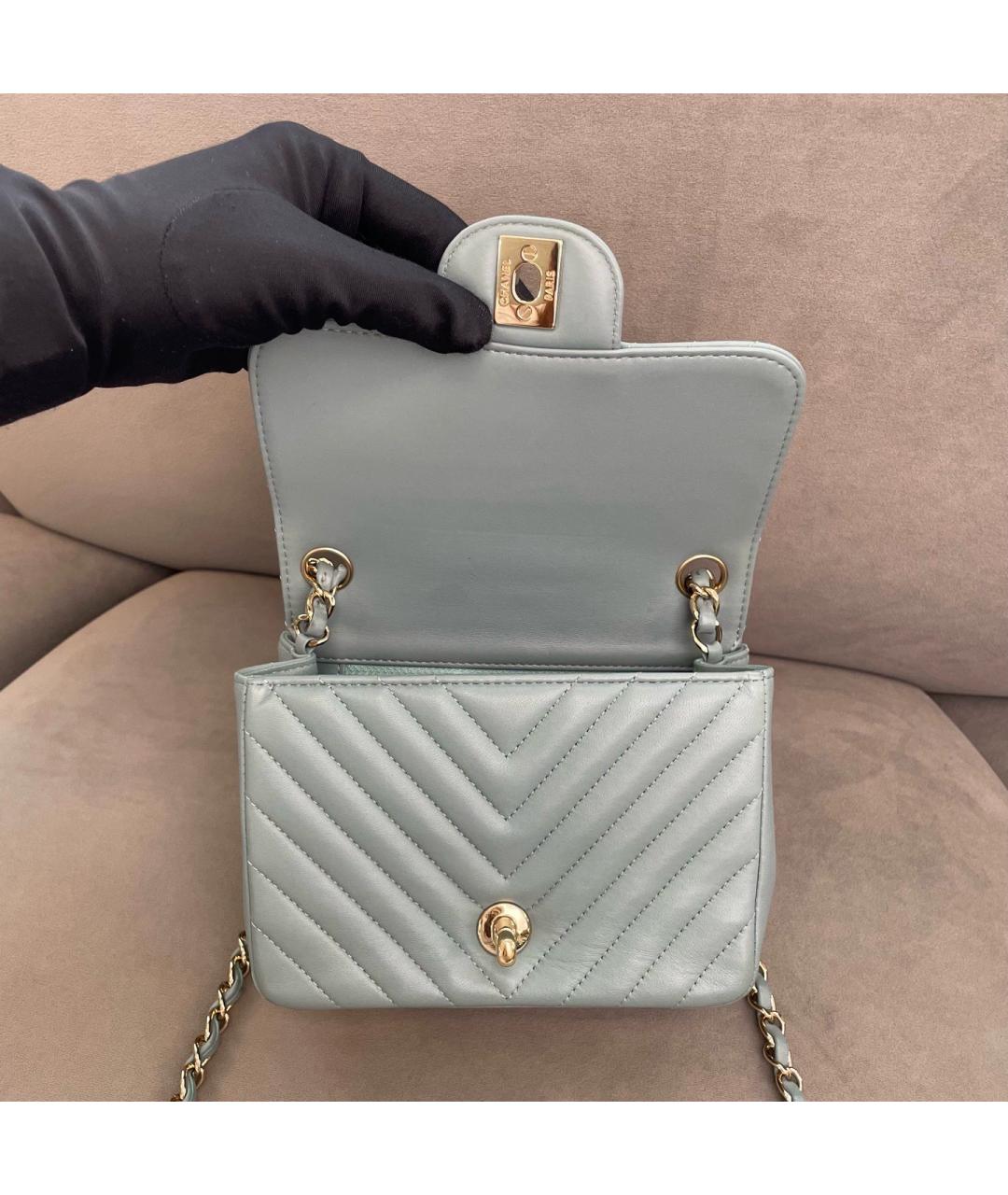 CHANEL Голубая кожаная сумка через плечо, фото 7