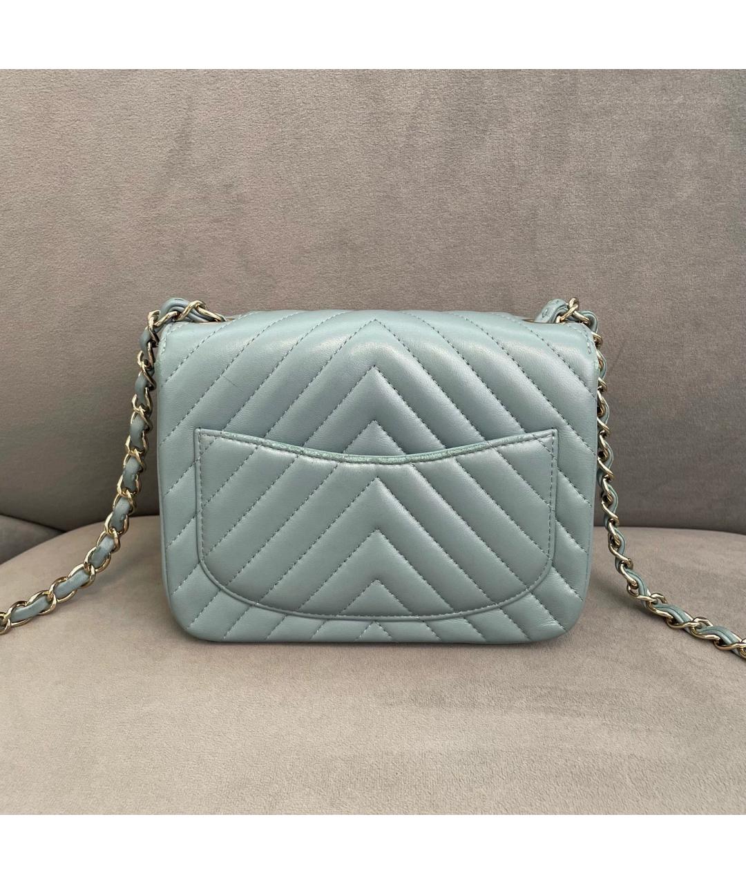 CHANEL Голубая кожаная сумка через плечо, фото 3
