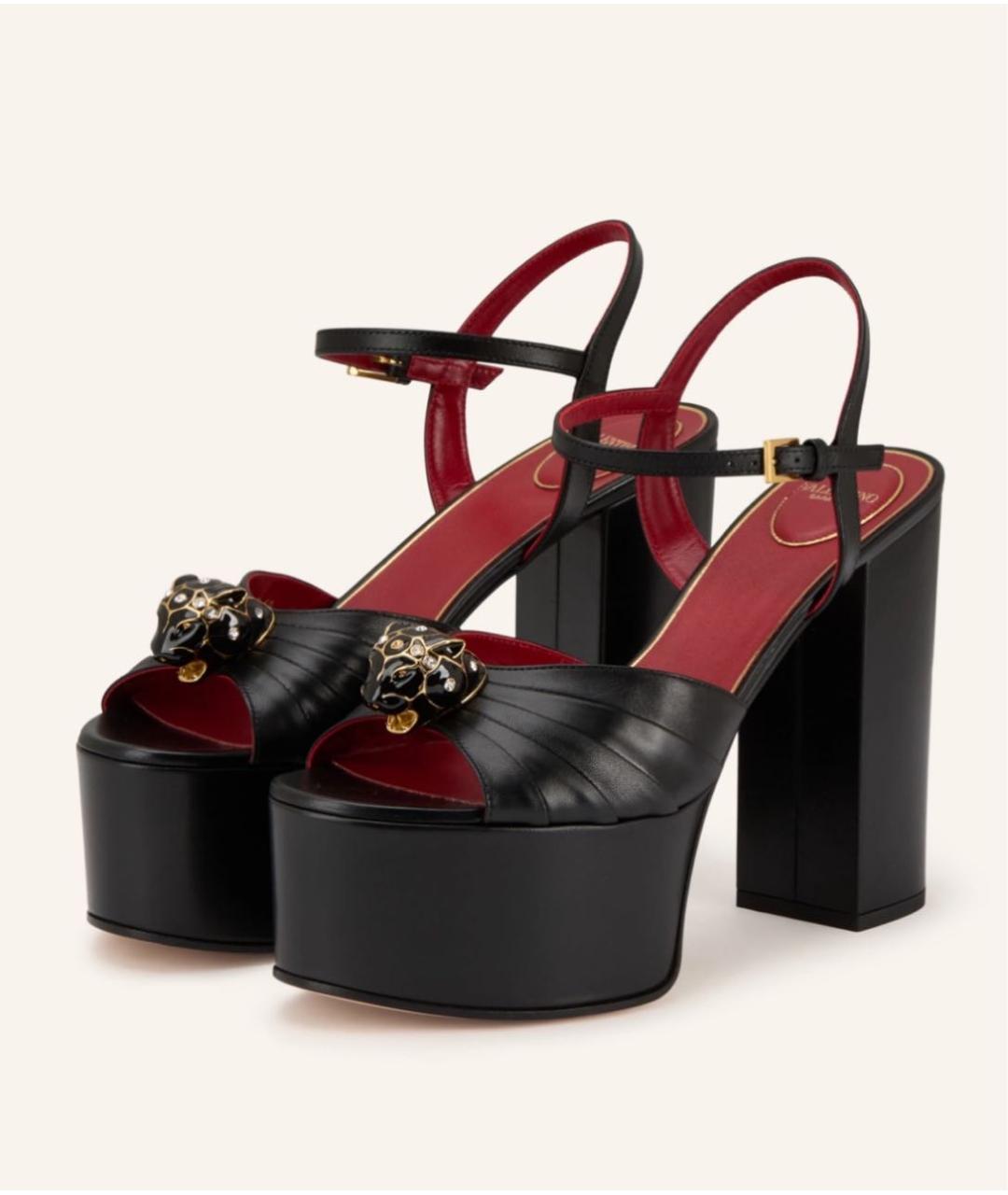 VALENTINO Черные кожаные босоножки, фото 2