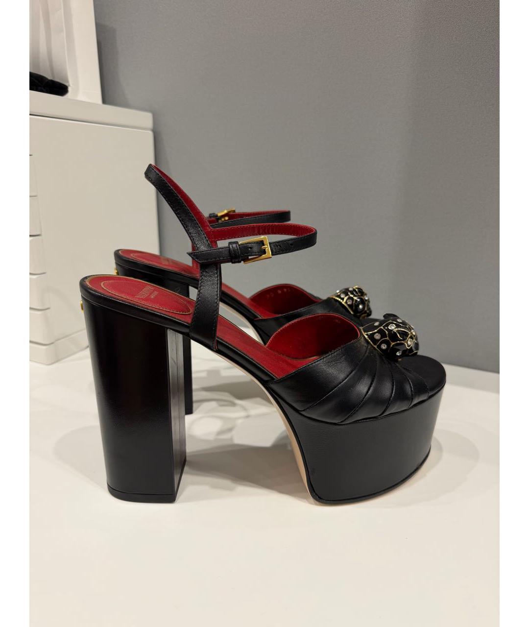 VALENTINO Черные кожаные босоножки, фото 9