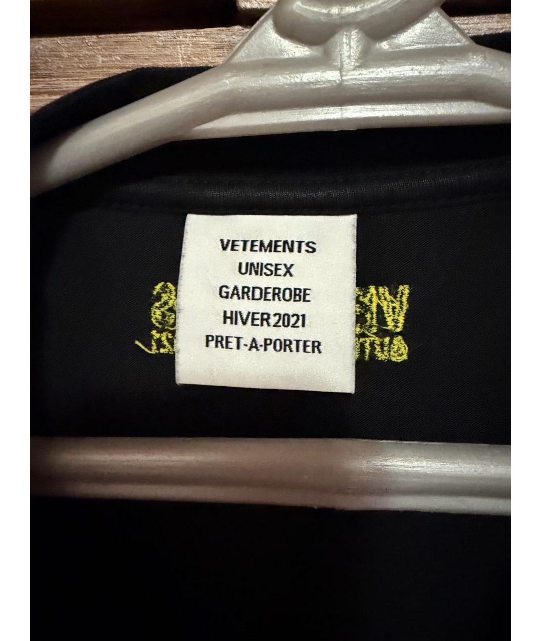 VETEMENTS Черная хлопковая футболка, фото 3