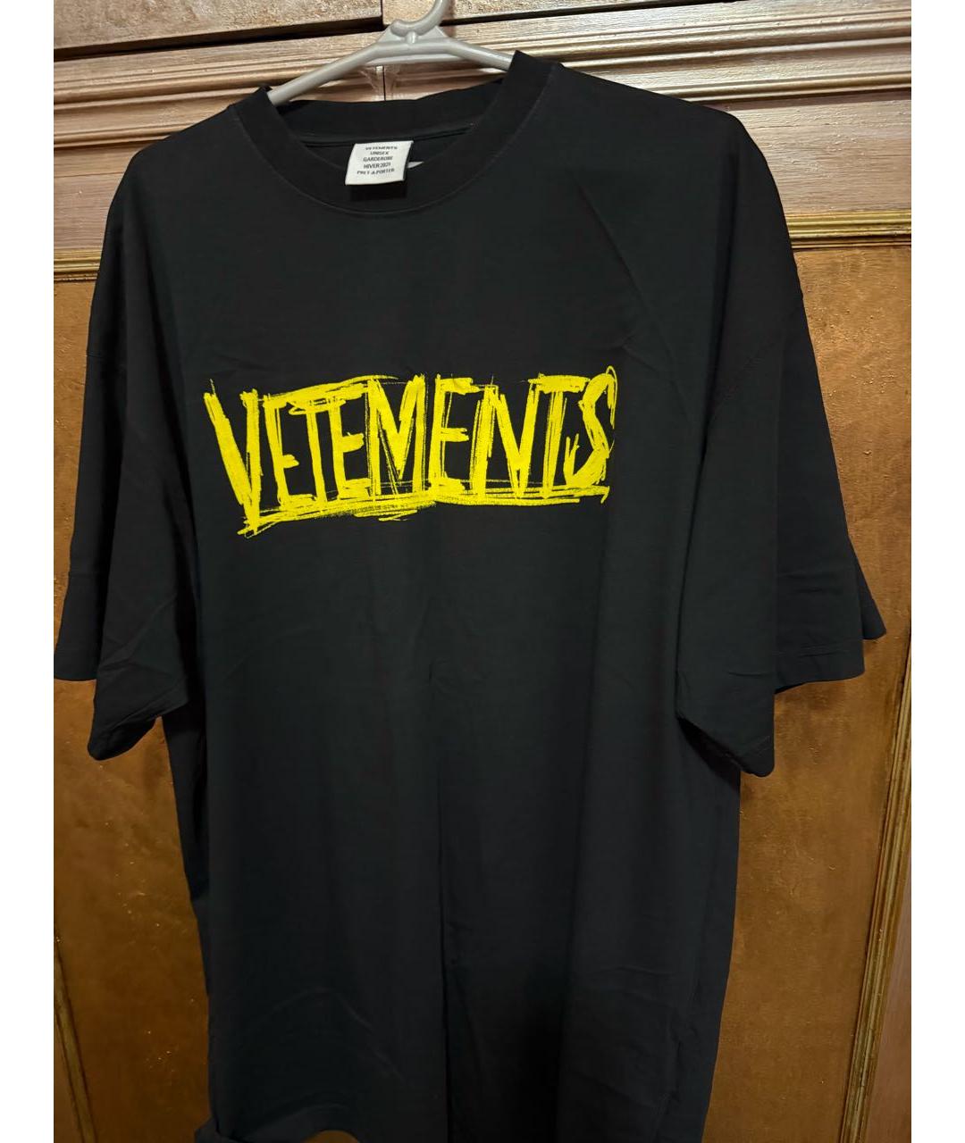 VETEMENTS Черная хлопковая футболка, фото 5