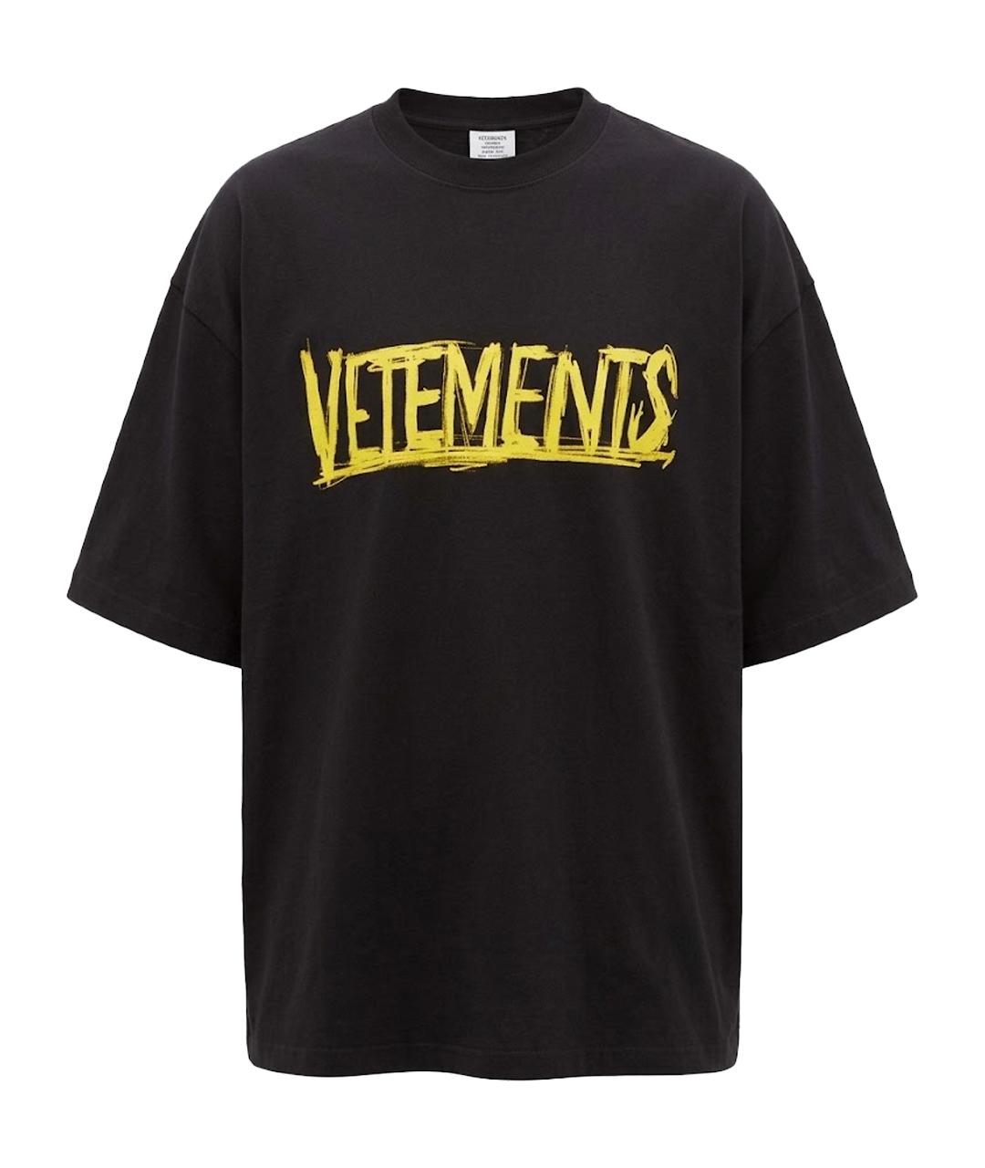 VETEMENTS Черная хлопковая футболка, фото 1