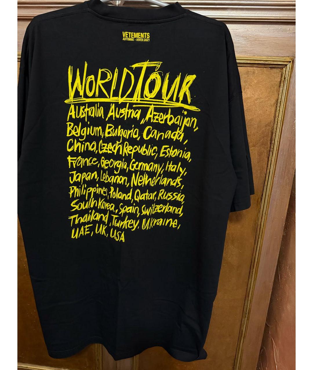 VETEMENTS Черная хлопковая футболка, фото 2