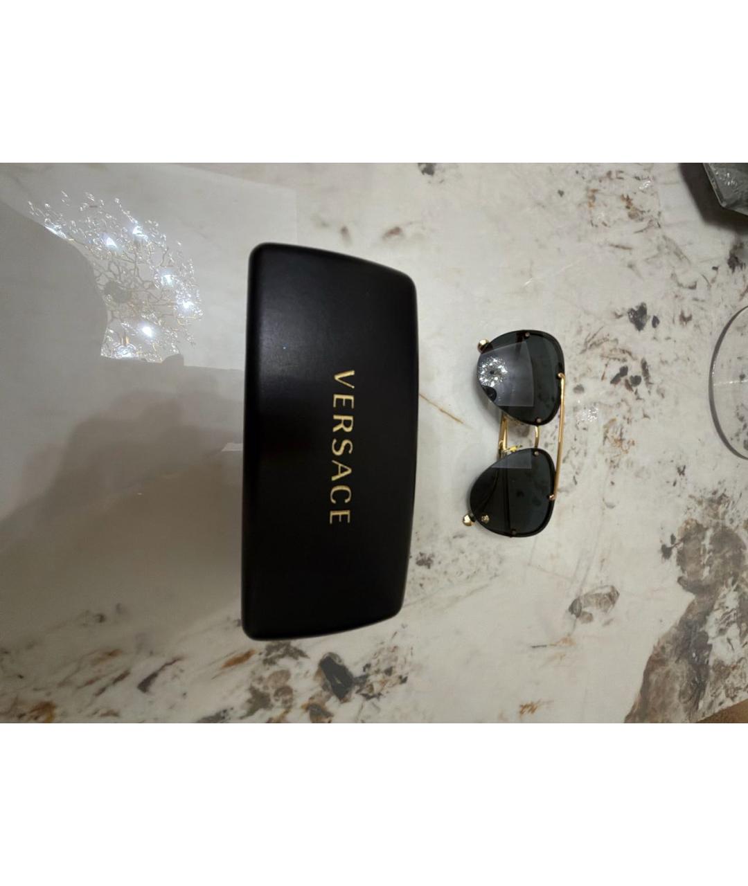 VERSACE Золотые металлические солнцезащитные очки, фото 4