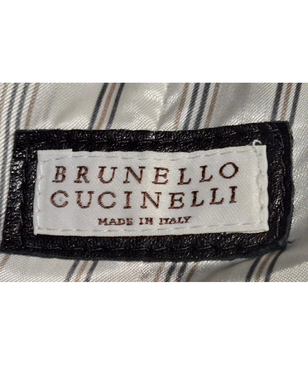 BRUNELLO CUCINELLI Черная кожаная куртка, фото 3