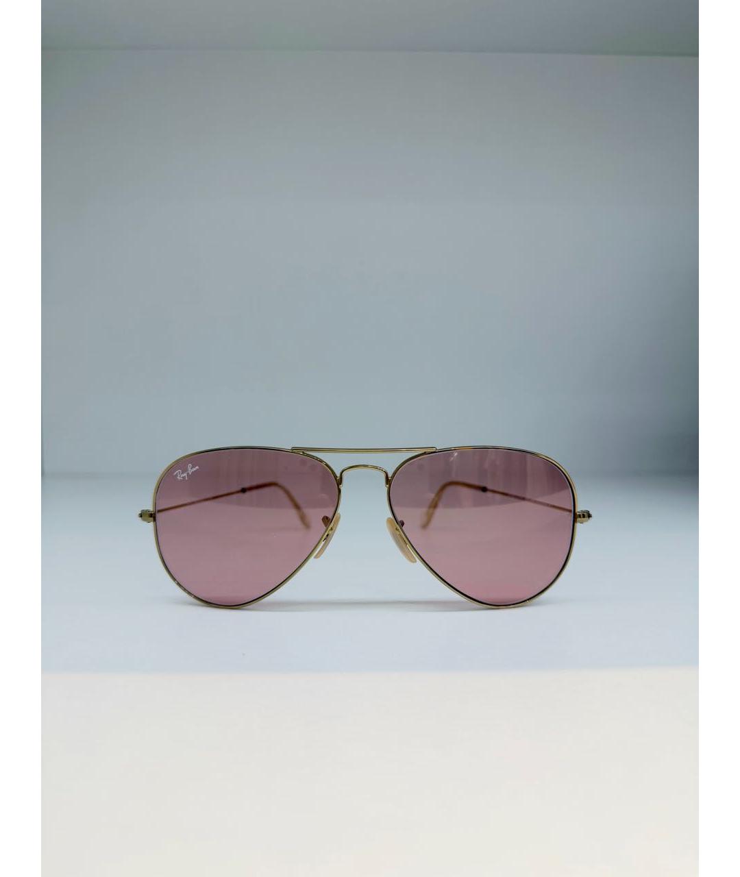 RAY BAN Розовые металлические солнцезащитные очки, фото 5