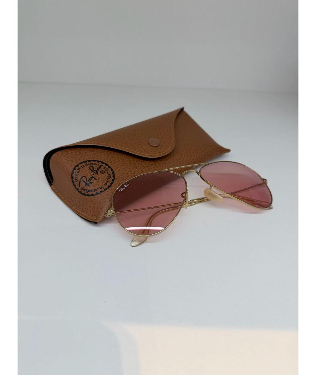 RAY BAN Розовые металлические солнцезащитные очки, фото 4