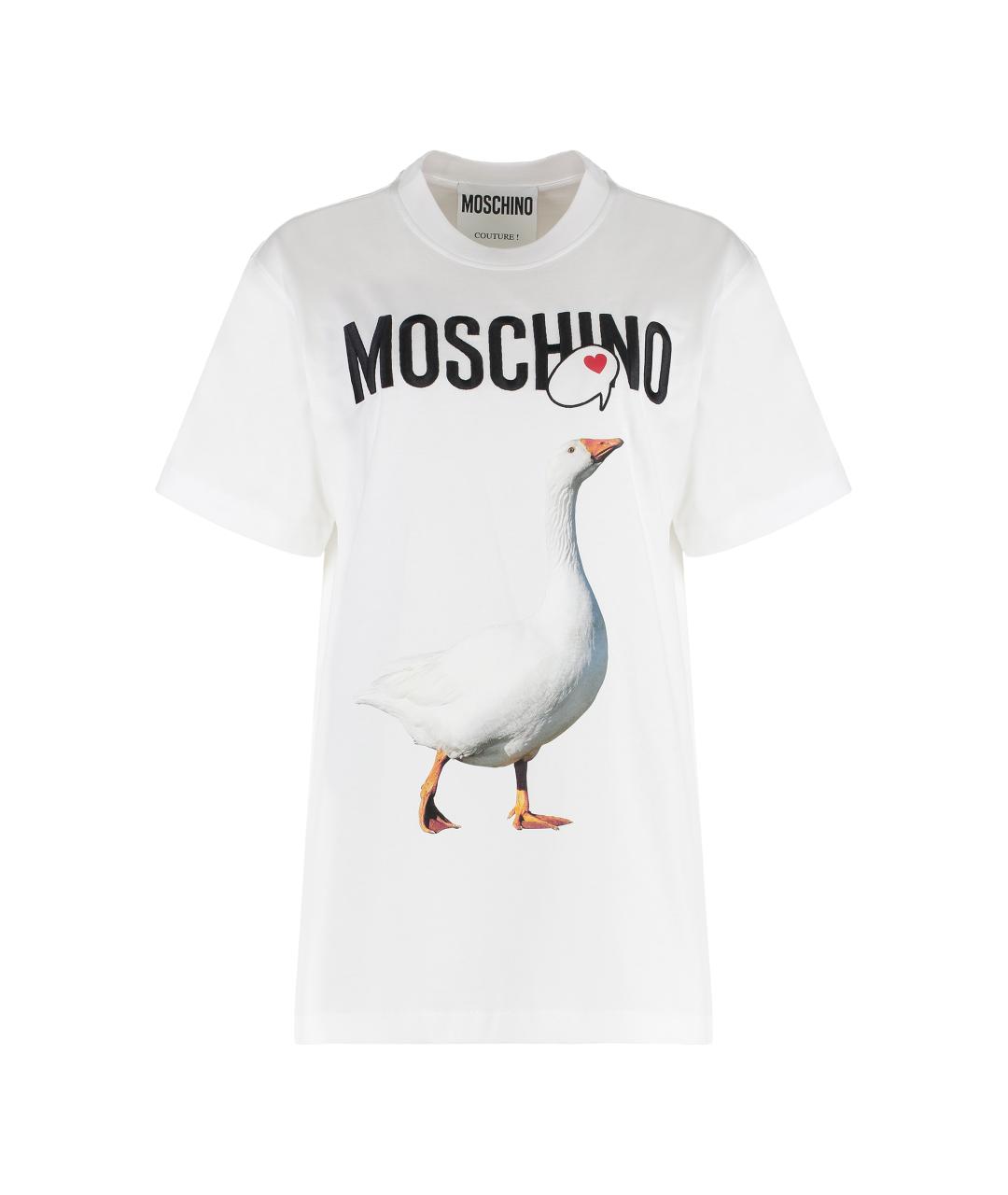 MOSCHINO Белая хлопковая футболка, фото 1