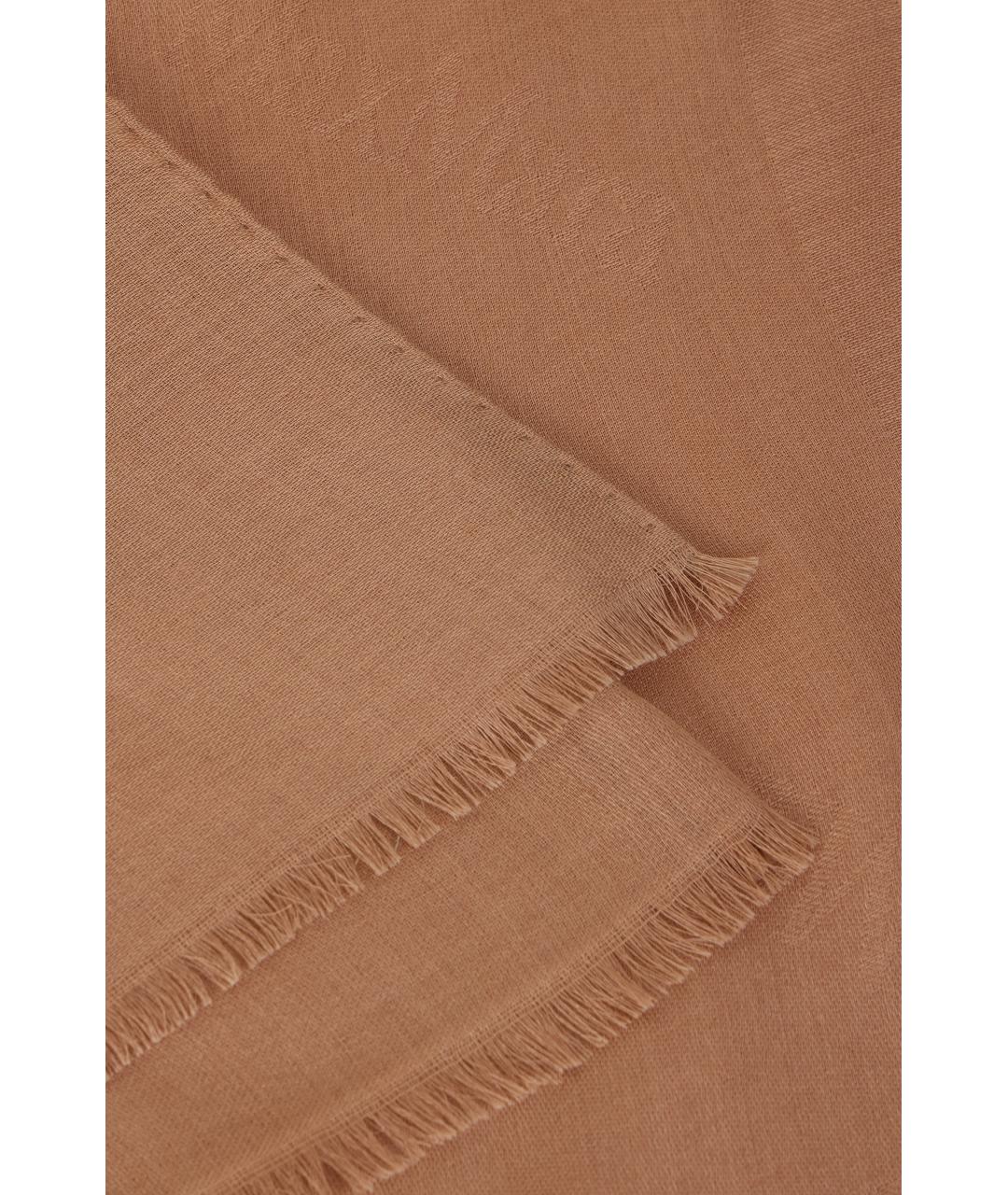 MAX MARA Коричневый шерстяной шарф, фото 3