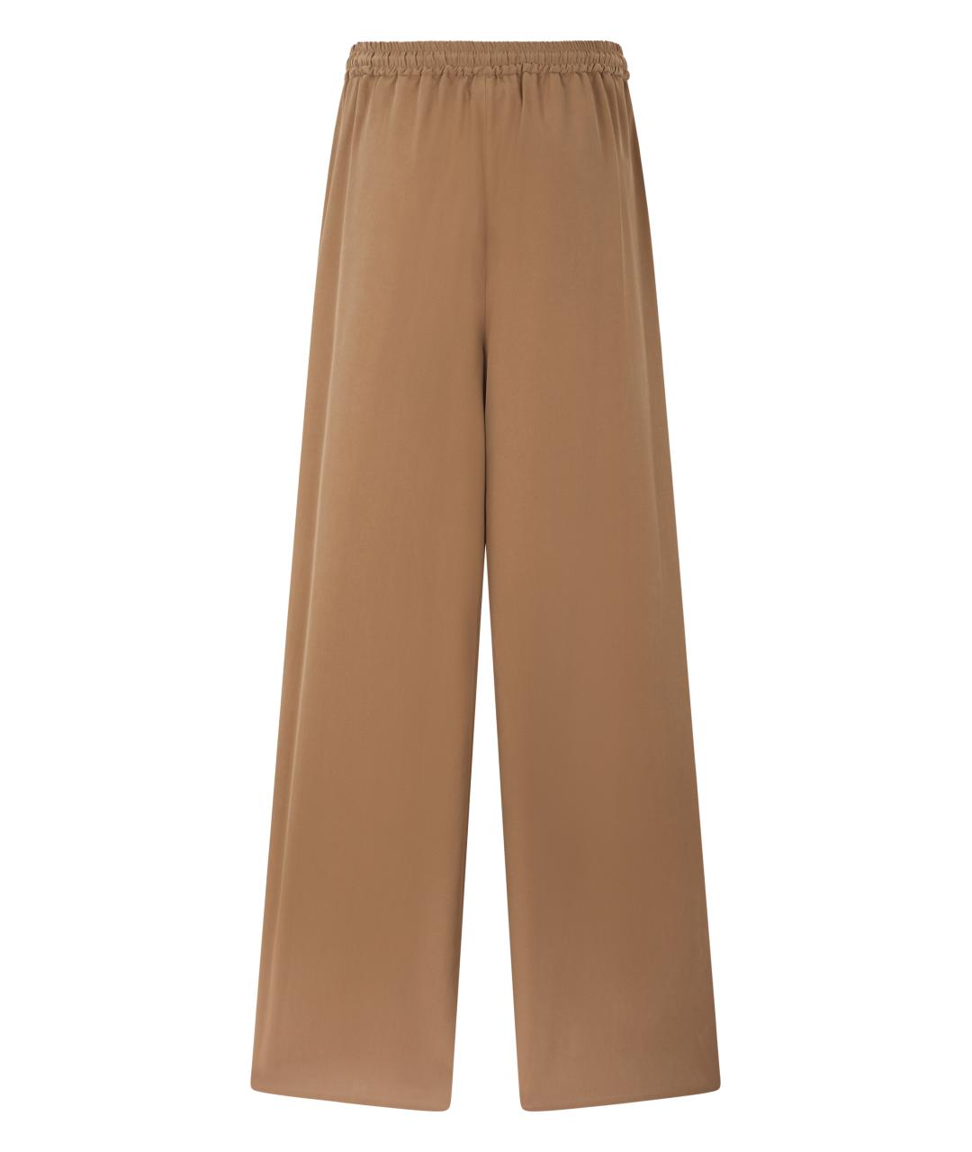 MAX MARA Бежевые шелковые брюки широкие, фото 2