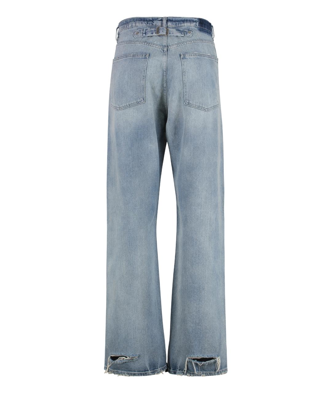 MAISON MARGIELA Синие хлопковые прямые джинсы, фото 2