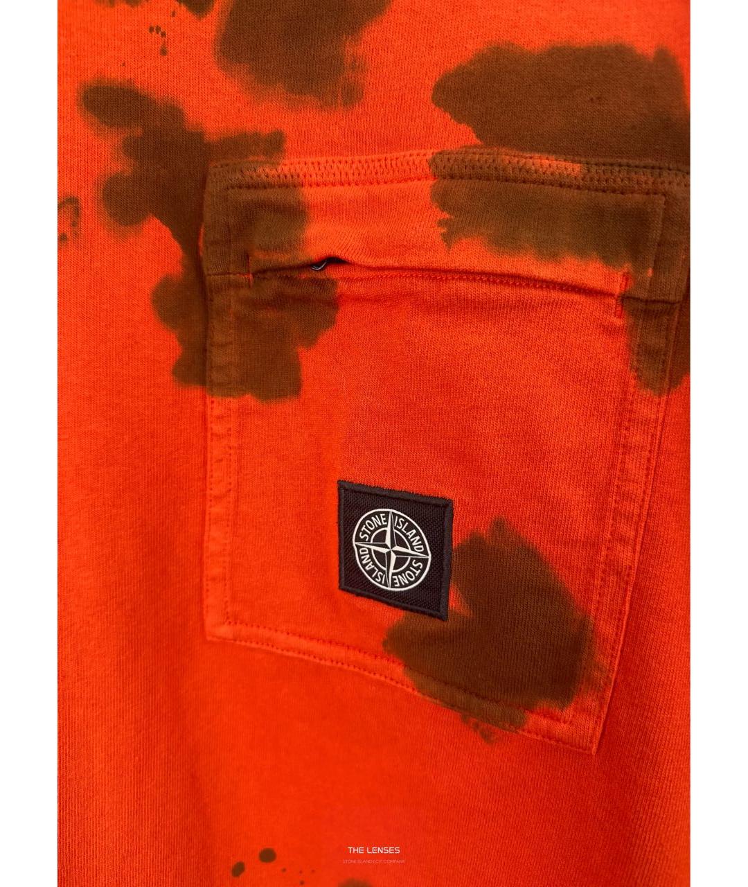 STONE ISLAND Оранжевая хлопковая футболка, фото 4