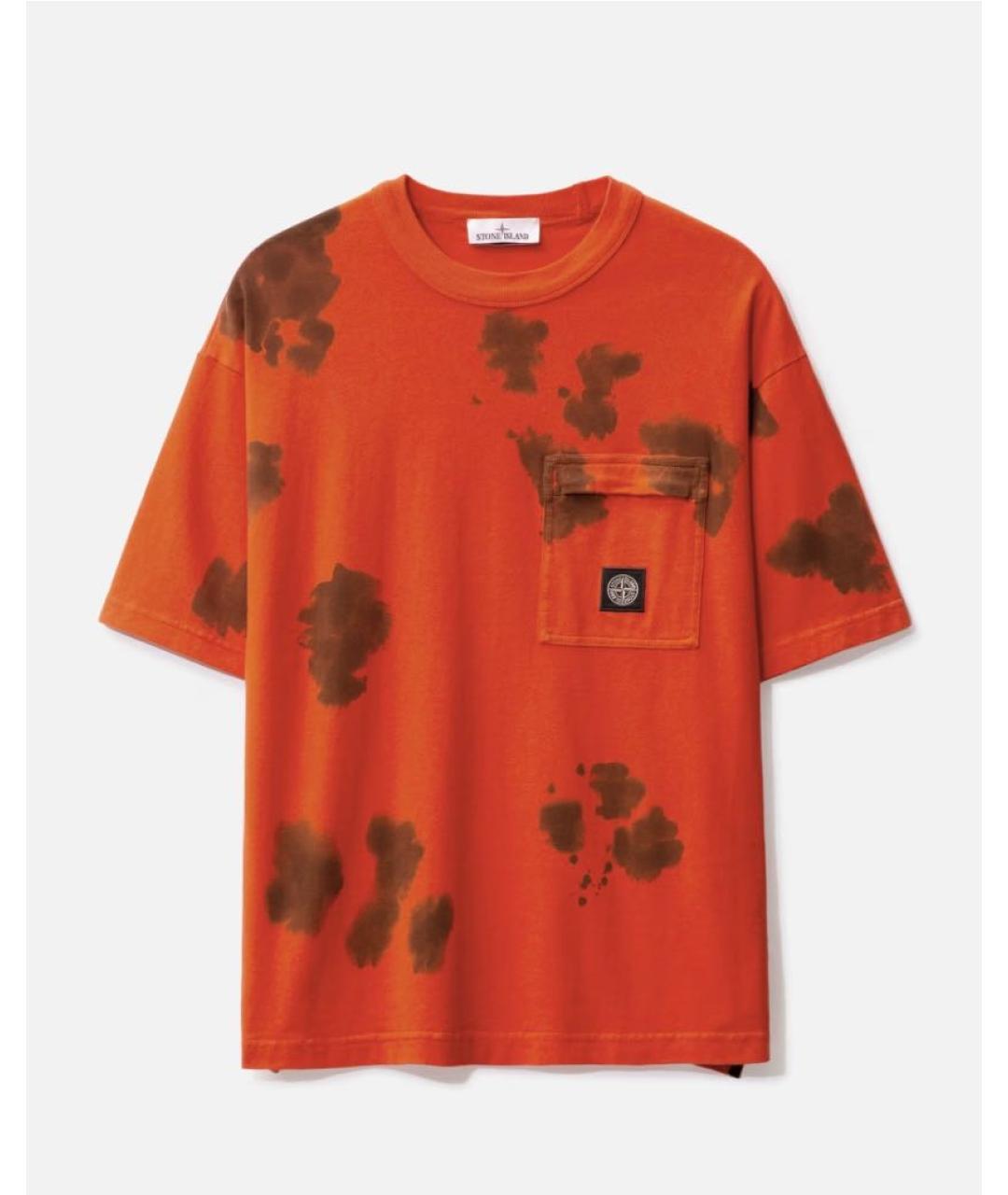 STONE ISLAND Оранжевая хлопковая футболка, фото 6