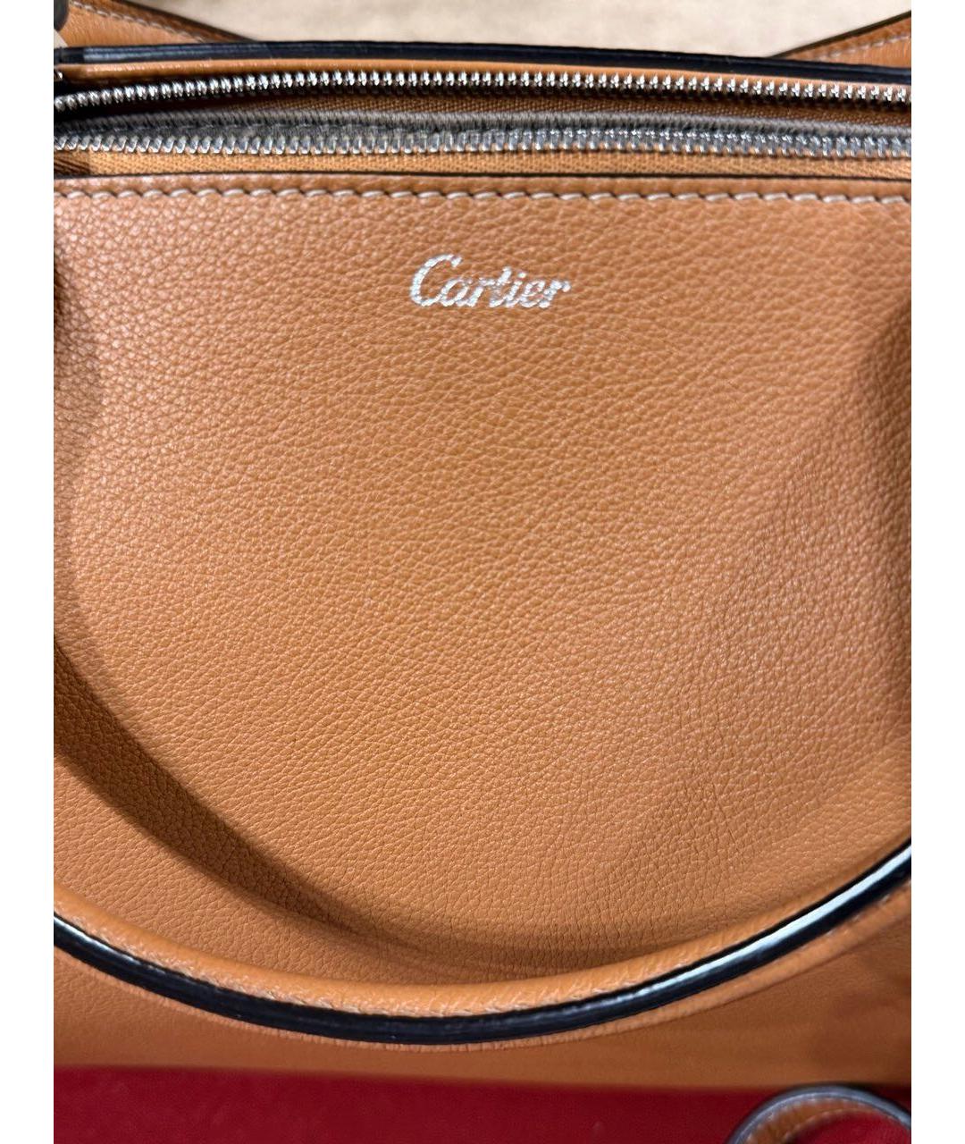 CARTIER Коричневая кожаная сумка с короткими ручками, фото 5